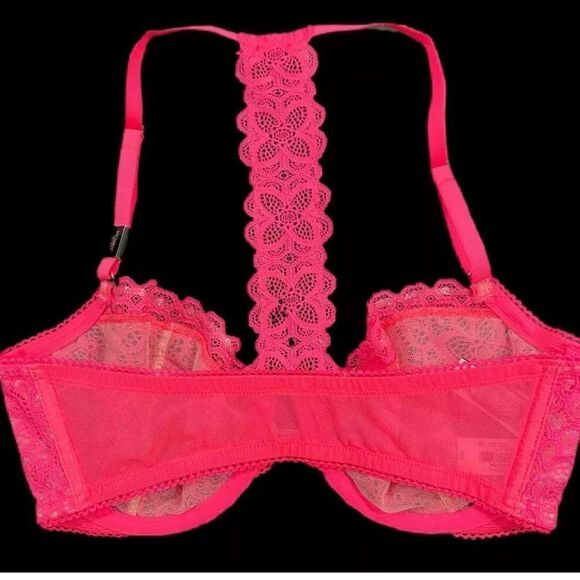 Victorias Secret Dream Angels Unlined Demi Underwire Racerback Lace bra Pink - Picture 10 of 10